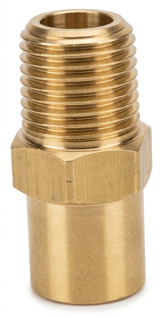 G,3 FISTO MACHO — Fisto macho en bronce con rosca externa para conexiones estándar.
