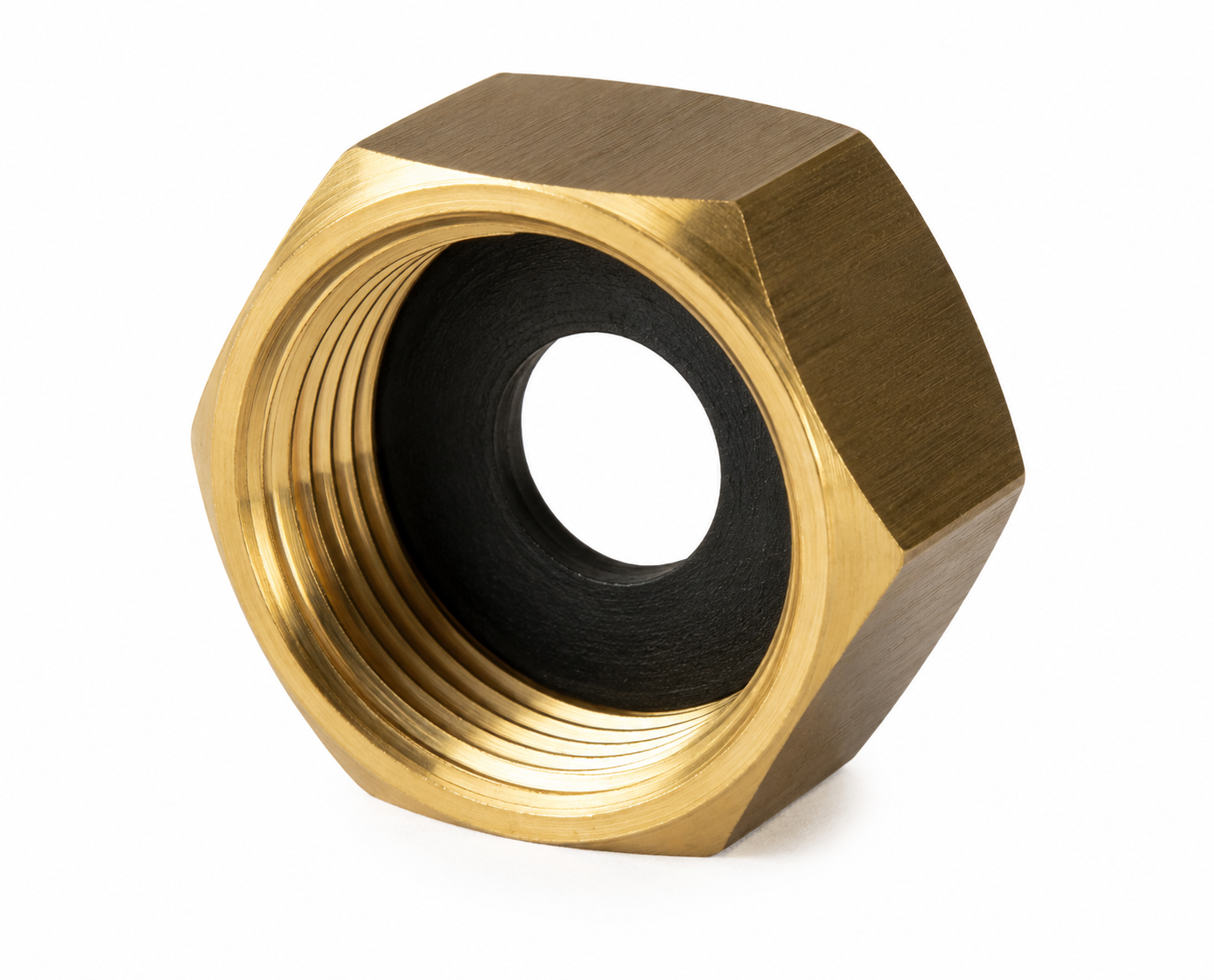 G,8 TUERCA CALENTADOR CON EMPAQUE — Tuerca hexagonal para calentador con empaque integrado para sello.