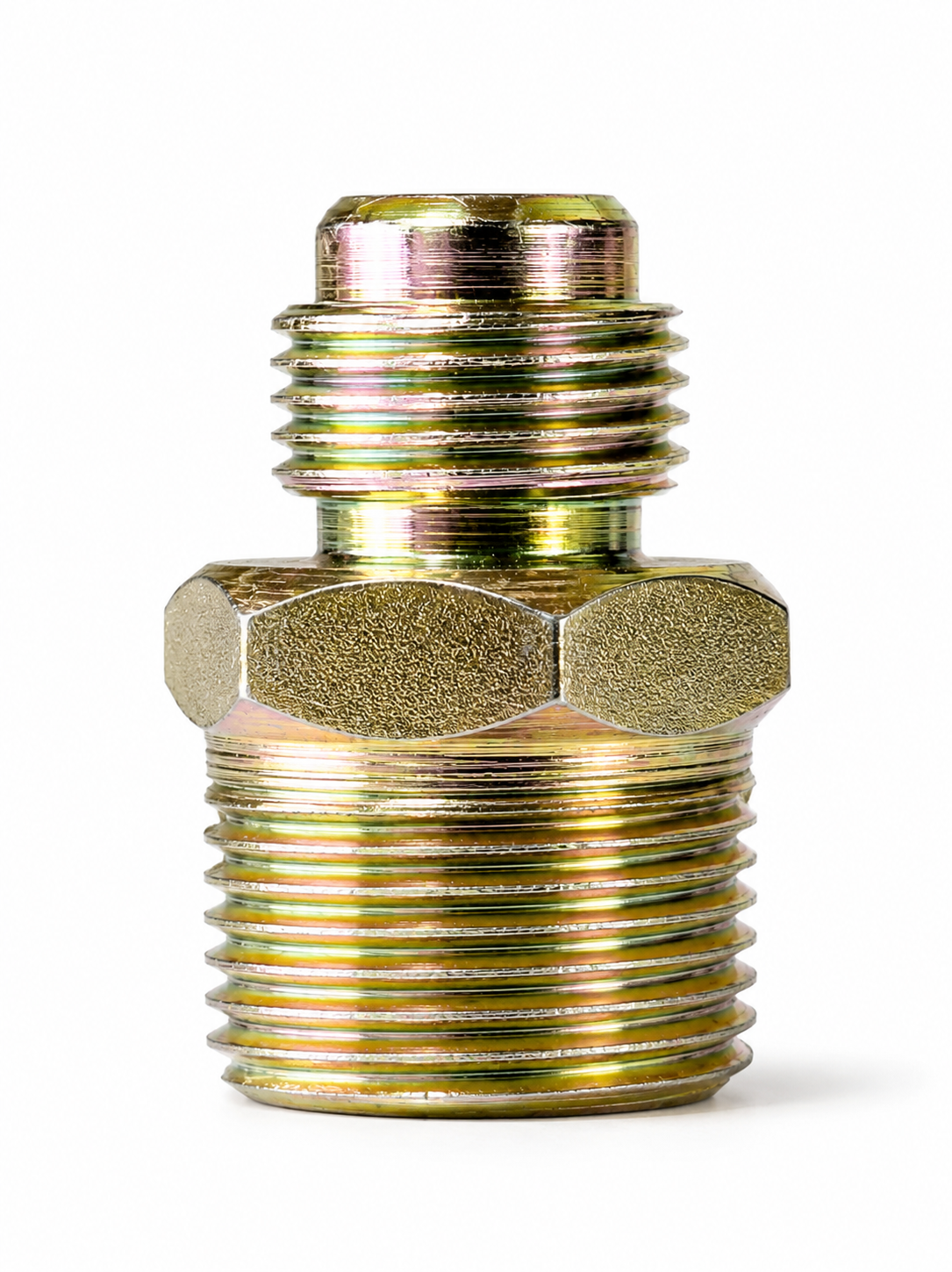 B,48 ACERO RACOR SEDAL 3/8 REBORDE x 1/2 NPT — Racor sedal con doble rosca 3/8 reborde a 1/2 NPT, disponible en bronce y acero.