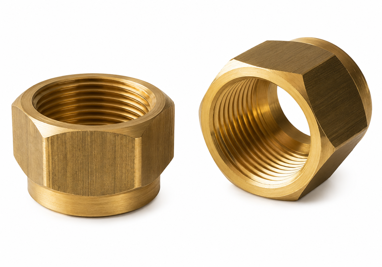 B,61 TUERCA ANILLO — Tuerca hexagonal en bronce y acero para anillo de compresión.