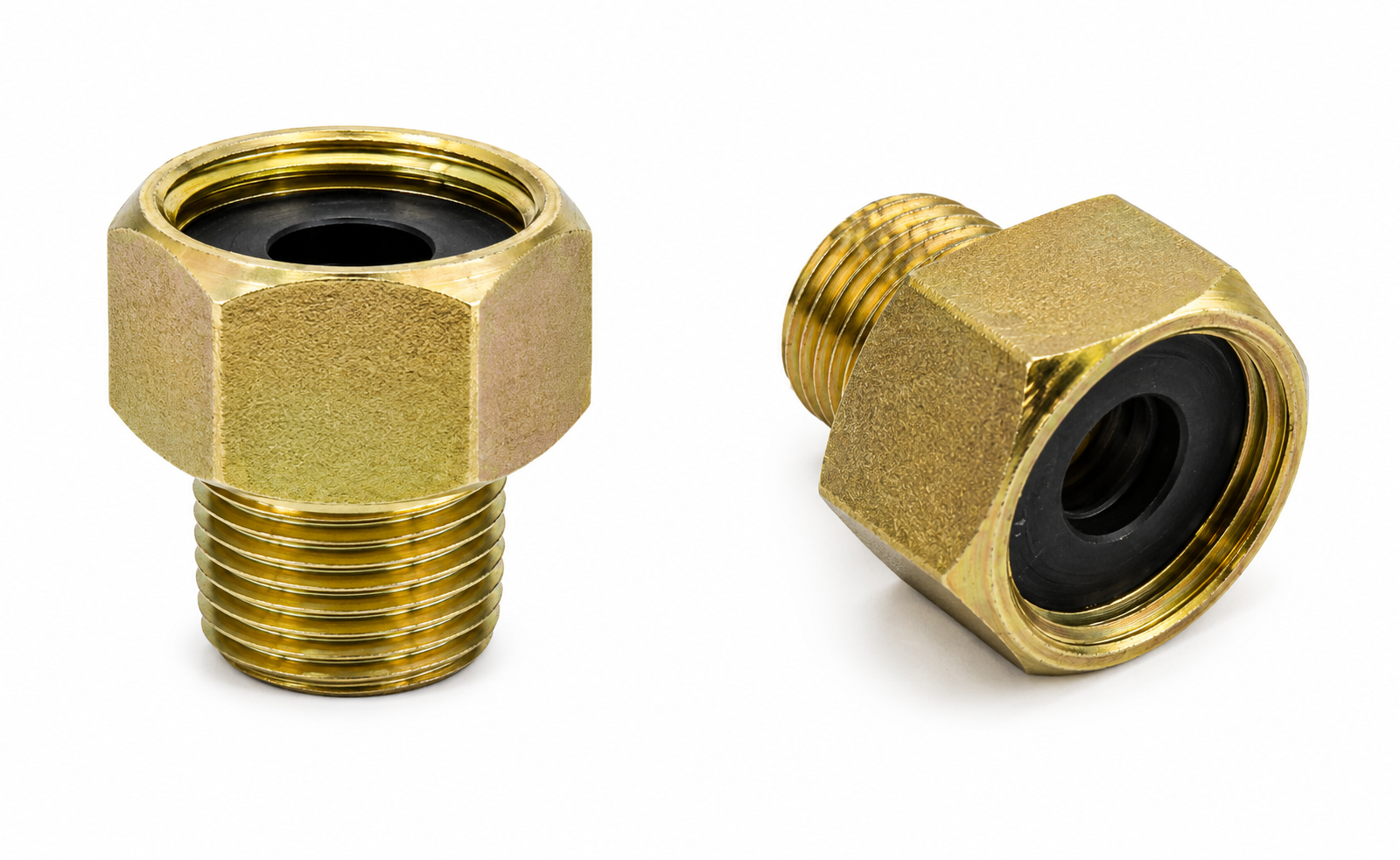 B,120 ESPECIAL BUCHING 3/8 NPT MACHO x 1/2 NPT HEMBRA CON EMPAQUE — Buching especial 3/8 NPT macho x 1/2 NPT hembra con empaque integrado, en acero.