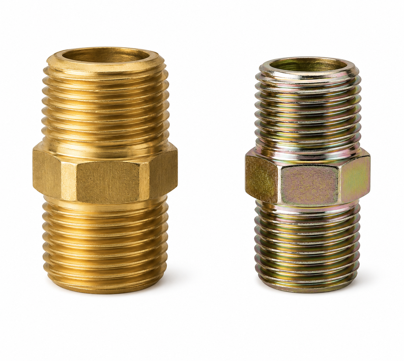 B,122 NIPLE — Niple hexagonal en bronce y acero.